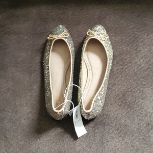 Gold sparkle flats